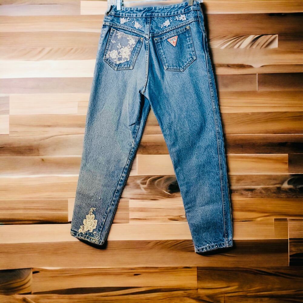 Guess 80s jeans side zip super high rise upcycled jeans - Picture 2 of 16
